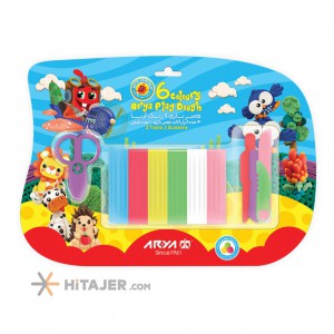 Arya 6 color play dough and tools in hanging pack