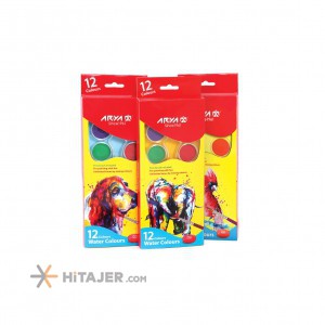 آبرنگ ۱۲ رنگ بیضی بزرگ آریا