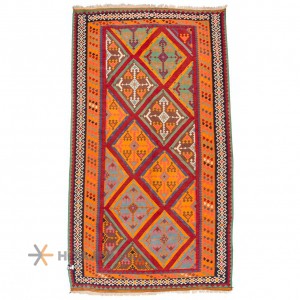 گلیم دستباف قدیمی چهار متری قشقایی کد 102247 بازار صادراتی ایران 
