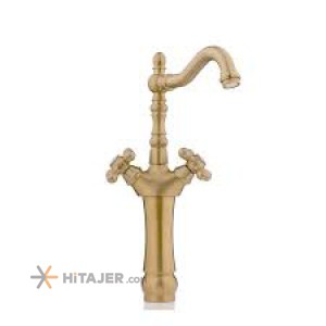 Shouder matte gold unique tall base basin faucet