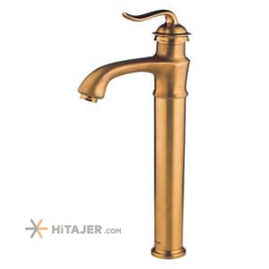 Shouder matte gold loka tall base basin faucet