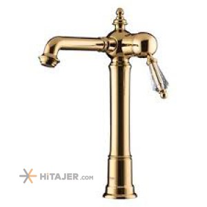 Shouder matte gold bizans tall base basin faucet