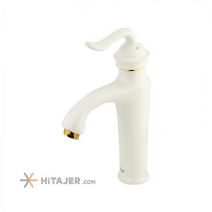 Shouder fixed gold ivory loka basin faucet