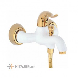 Jazireh gold white prans wall mounted bathroom faucet
