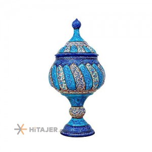 ظرف شکلات خوری میناکاری 16 سانت پایه دار حجازی