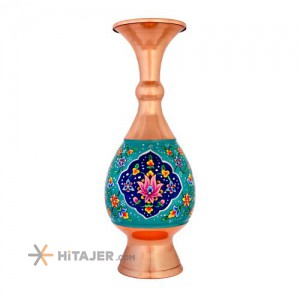 Hejazi 25 cm copper and pardaz vase