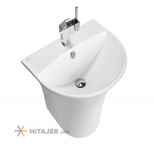 Morvarid sanitary silvia 60 cm wash basin with clung pedestal
