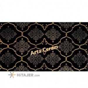 کاشی تک گل مشکی طلایی آرتا سرام مدل هلن