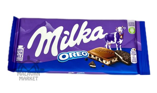 مشخصات، قیمت و خرید شکلات تخته ای میلکا با مغز بیسکوییت اورئو Milka Oreo وزن ۱۰۰ گرم ملوان مارکت