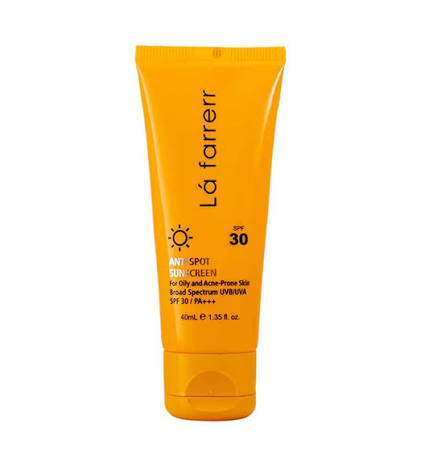 کرم ضد آفتاب SPF30 و ضد لک بدون رنگ پوست چرب لافارر (Lafarrerr Anti Spot Sunsceen Cream for Oily and Acne Prone Skin 40ml)
