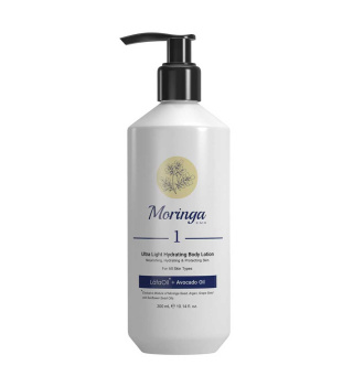 لوسیون بدن آبرسان و فوق سبک مورینگا امو مناسب انواع پوست (Moringa Emo 1 Ultra Light Hydrating Body Lotion for All skin Types 300ml)