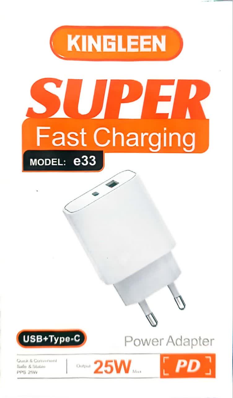 شارژر25 وات کینگ لین مدل e33