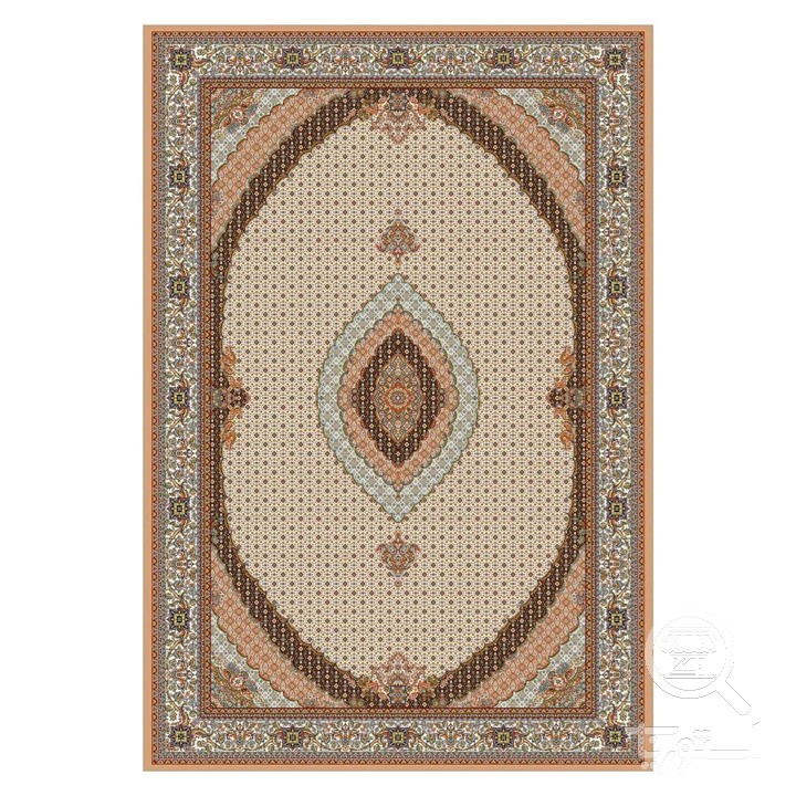 فرشینه مخمل ترک طرح ماهی درهم کرم کد U9-476
