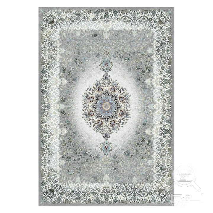 فرشینه مخمل ترک طرح شمسه نقره ای کد L8-799