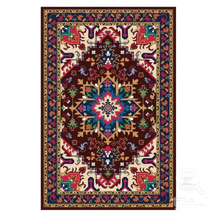 فرشینه مخمل ترک طرح عشایری زرشکی رنگین کد O154