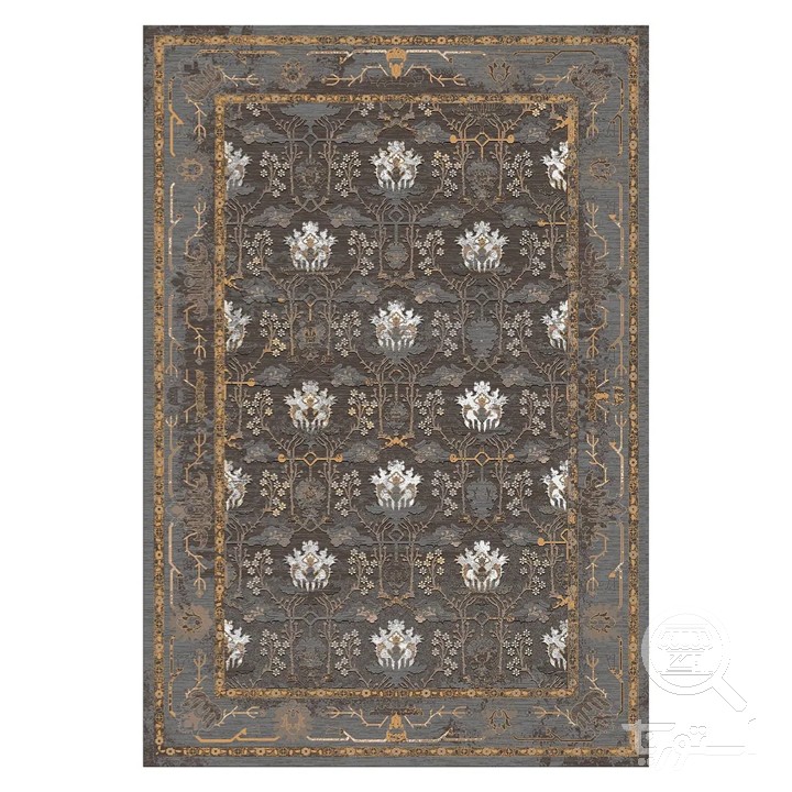 فرشینه مخمل ترک طرح افشان طوسی کد L6-233
