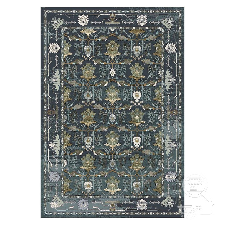 فرشینه مخمل ترک طرح شاه عباسی زمردی کد L6-229