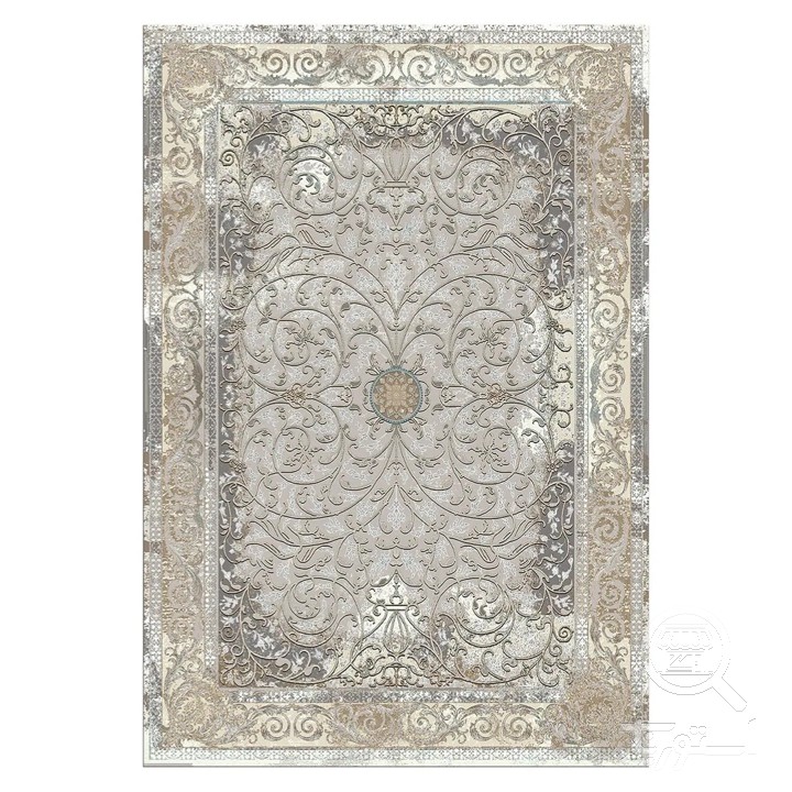 فرشینه مخمل ترک طرح اسلیمی نقره ای کد L6-349