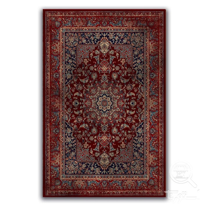 فرشینه مخمل ترک طرح لچک ترنج عنابی کد A4-157