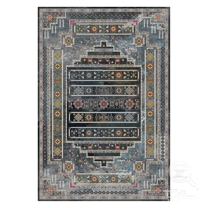 فرشینه مخمل ترک طرح عشایری دودی کد L8-805