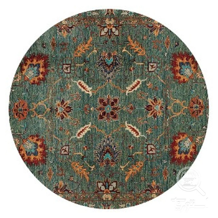 فرشینه گرد مخمل ترک طرح افشان زمردی کد D4-175