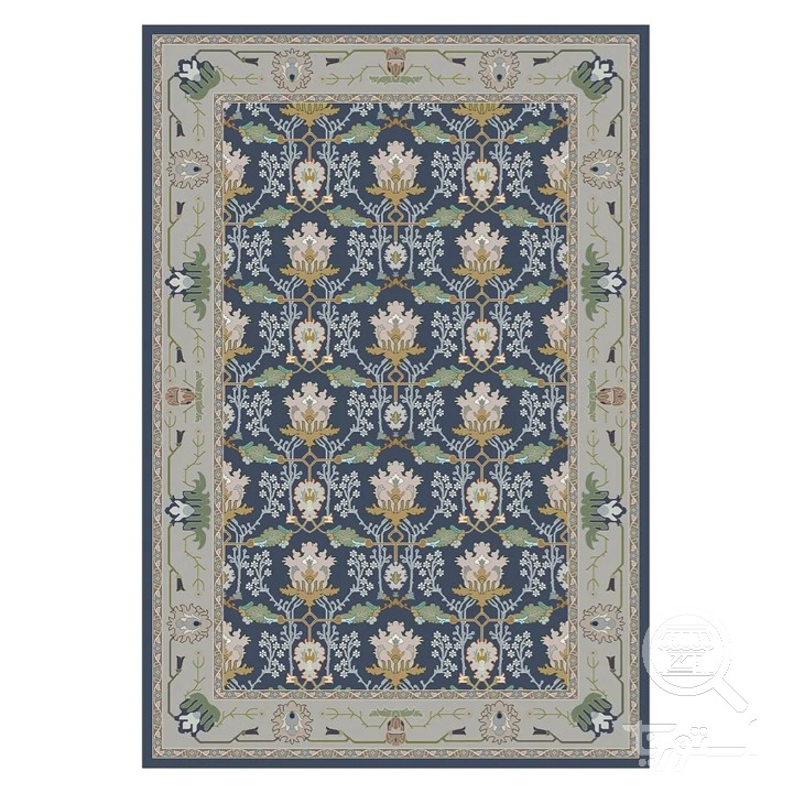 فرشینه مخمل ترک طرح افشان لاله نیلی کد L6-218