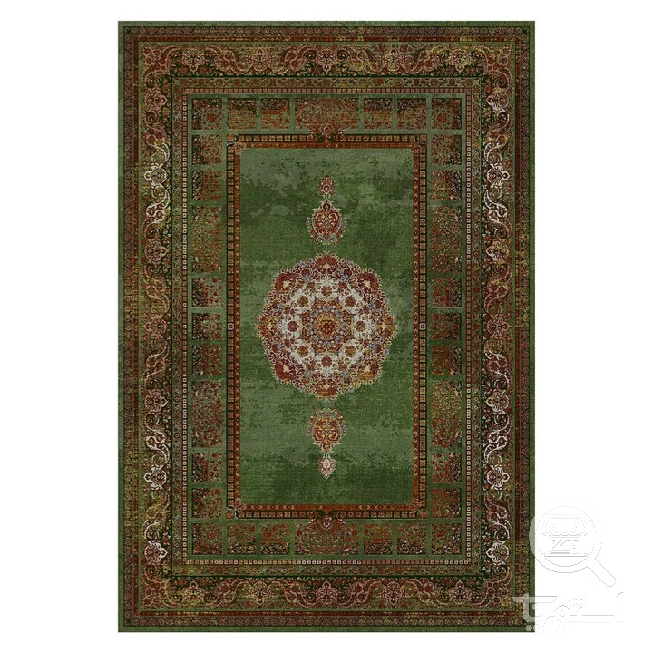 فرشینه مخمل ترک طرح شمسه زمردی کد L6-553