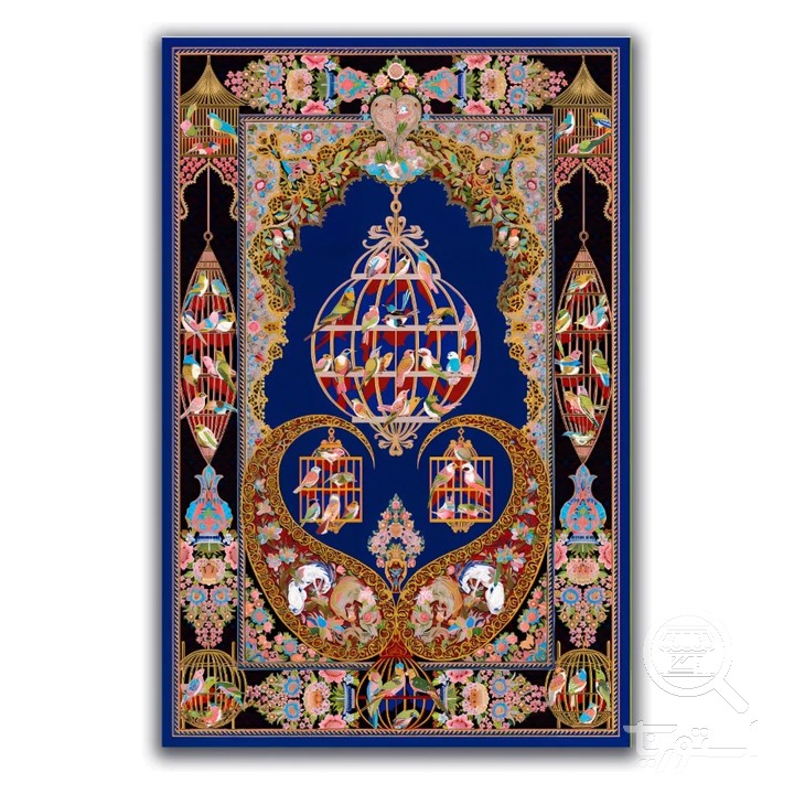 فرشینه مخمل ترک طرح محرابی سرمه ای کد A4-003