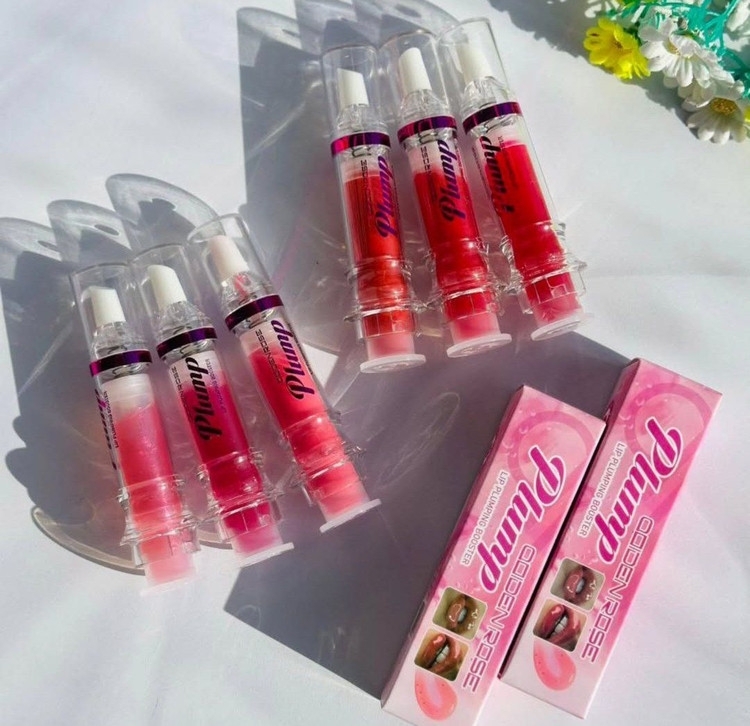 لیپ گلاس و حجم دهنده لب طرح آمپولی گلدن رز 💄