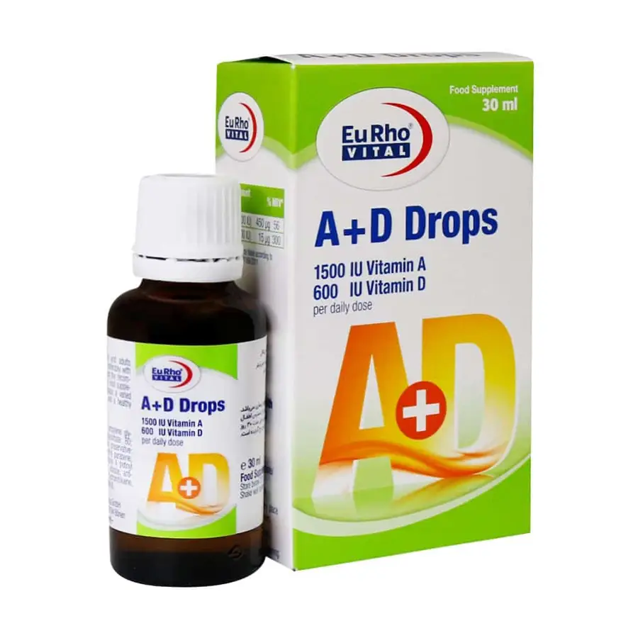 قطره خوراکی آ+د یوروویتال 30 میلی لیتر طعم پرتقال