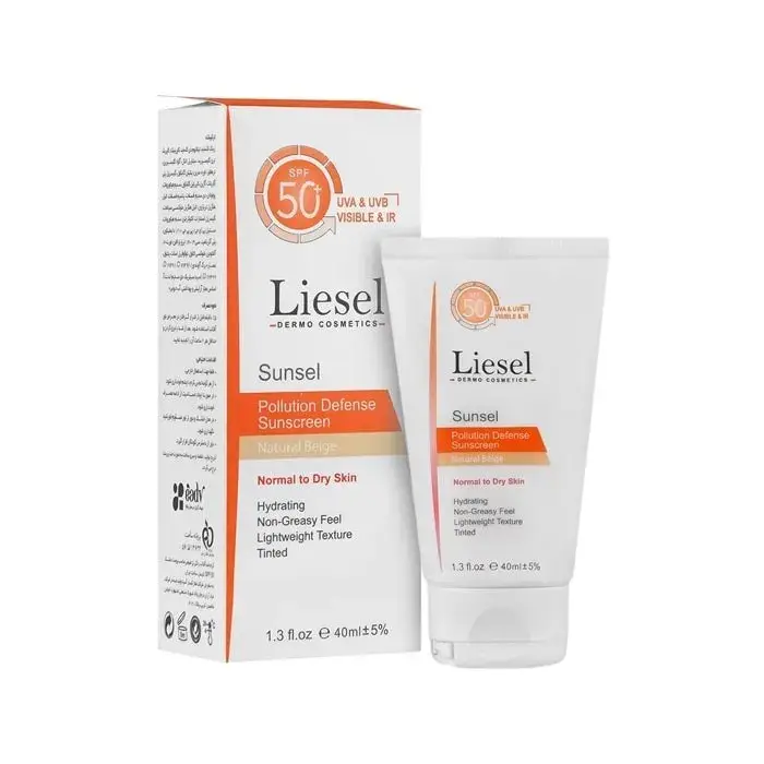 کرم ضد آفتاب لایسل SPF50 بژ طبیعی مناسب پوست نرمال تا خشک حجم 40 میلی لیتر