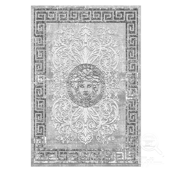فرشینه مخمل ترک طرح شمسه دودی کد L6-268