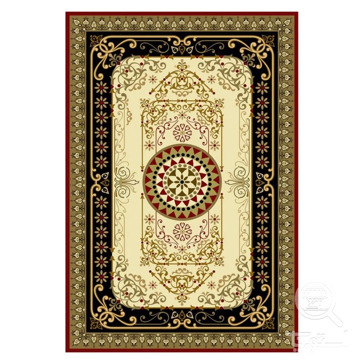 فرشینه مخمل ترک طرح شمسه لاکی کد U5-156