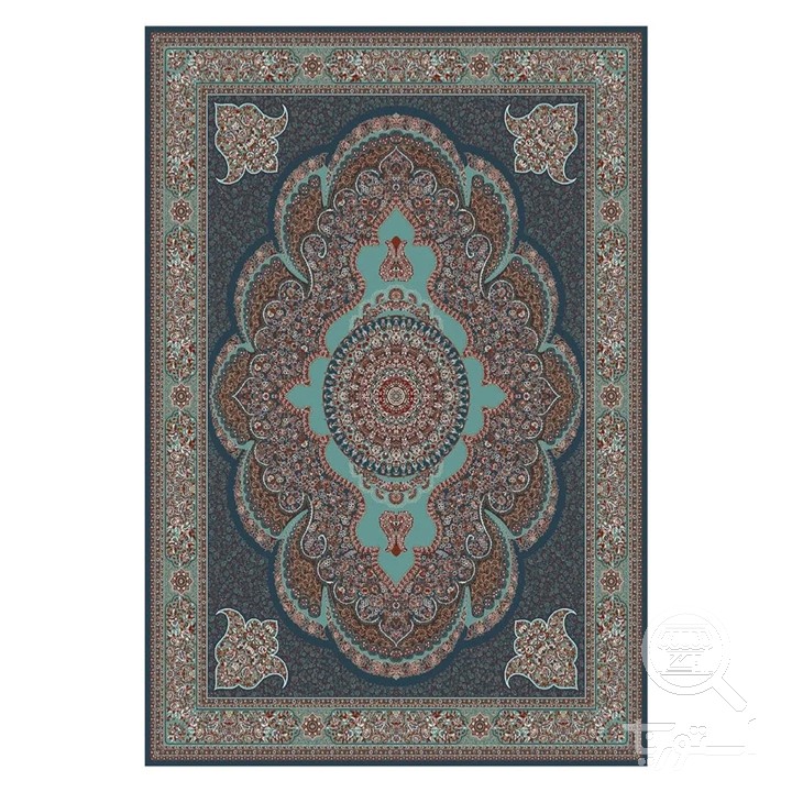 فرشینه مخمل ترک طرح ترنج نیلی کد U9-576