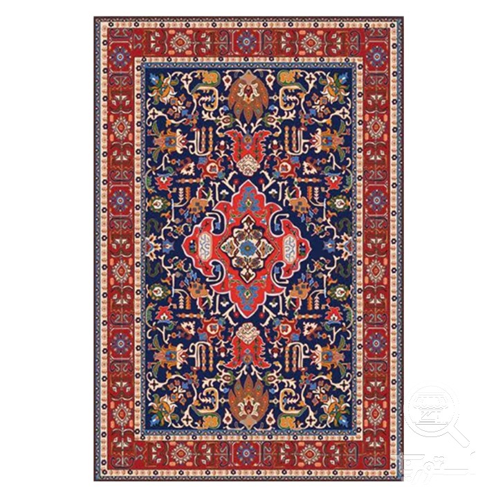 فرشینه مخمل ترک طرح عشایری سرمه ای لاکی کد O131