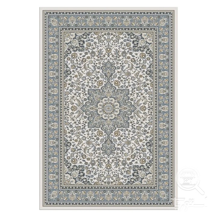 فرشینه مخمل ترک طرح لچک ترنج آسمانی کد U9-506