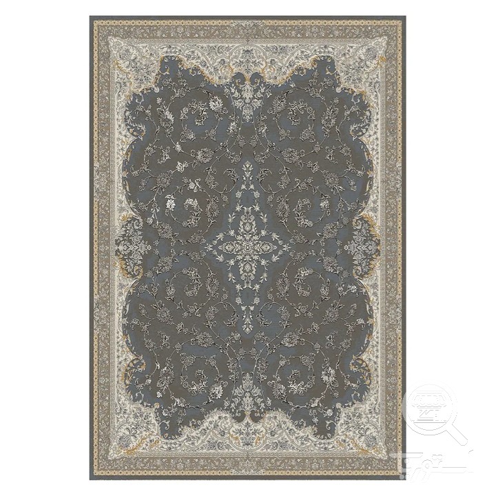 فرشینه مخمل ترک طرح قابی طوسی کد L6-376