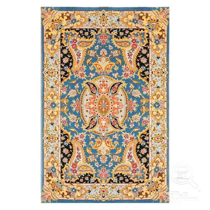 فرشینه مخمل ترک طرح شاه عباسی آسمانی کد A4-068