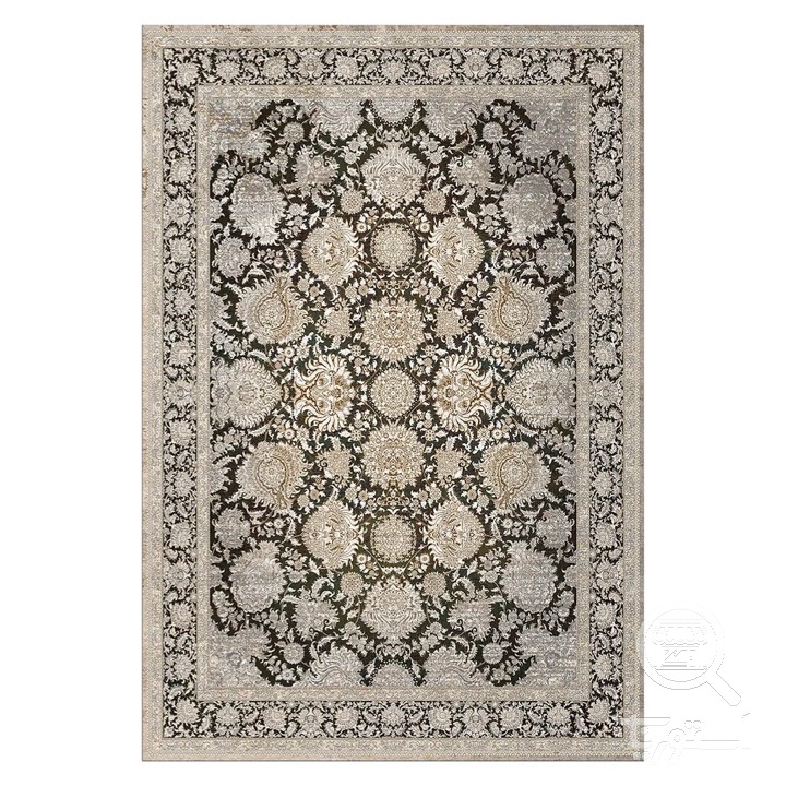 فرشینه مخمل ترک طرح شاه عباسی زغالی کد L6-421