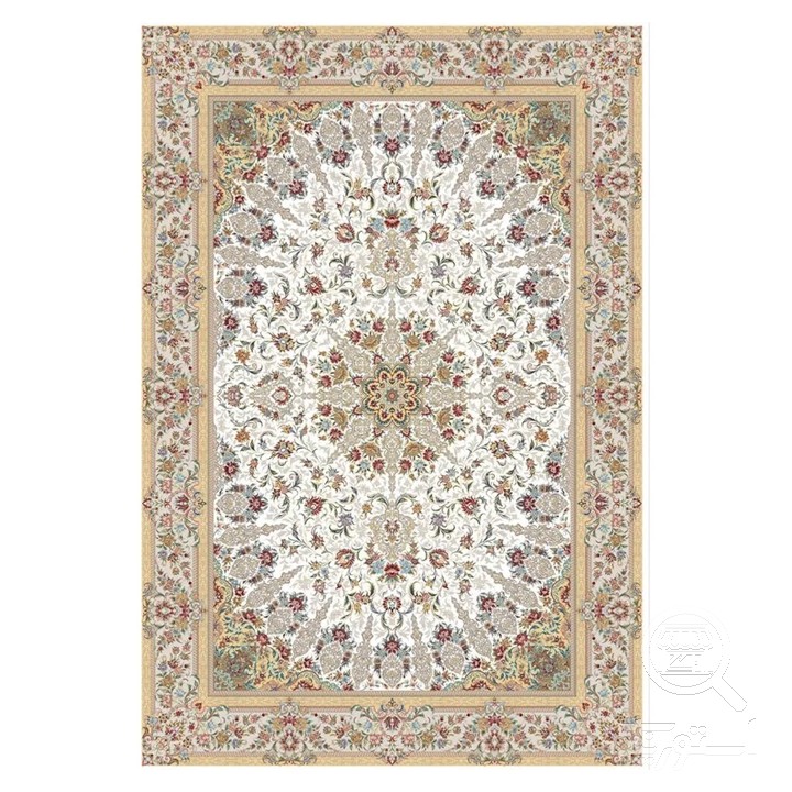 فرشینه مخمل ترک طرح شمسه کرم کد L8-647