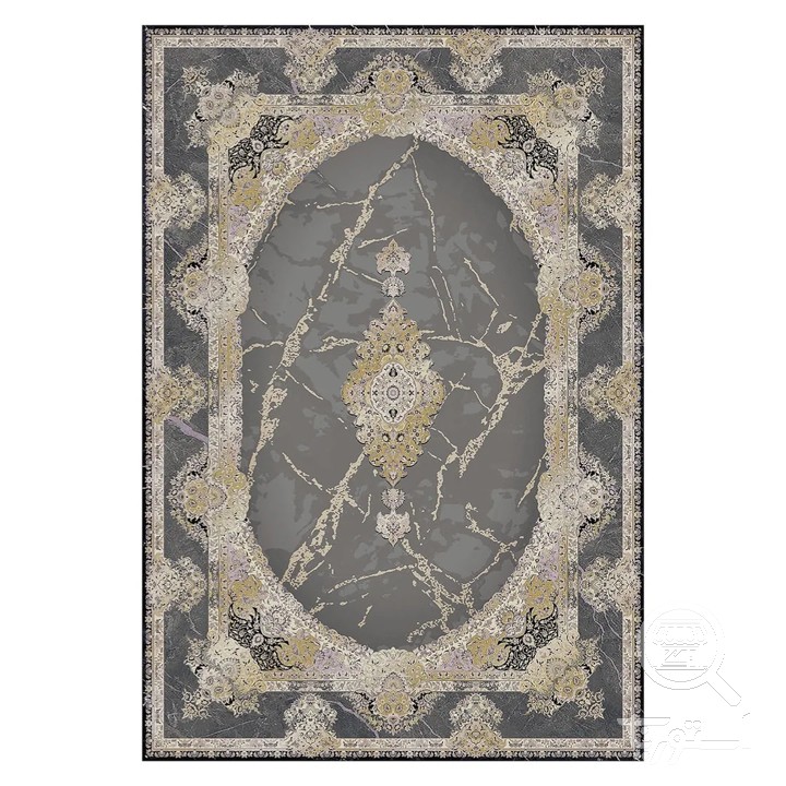 فرشینه مخمل ترک طرح مرمر بیضی طلایی کد L6-181