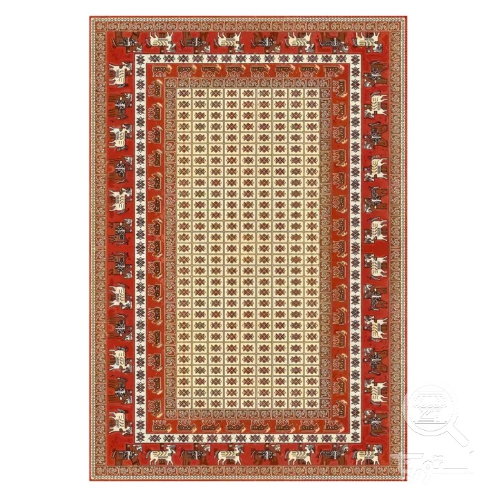 فرشینه مخمل ترک طرح عشایری آجری کد U5-112