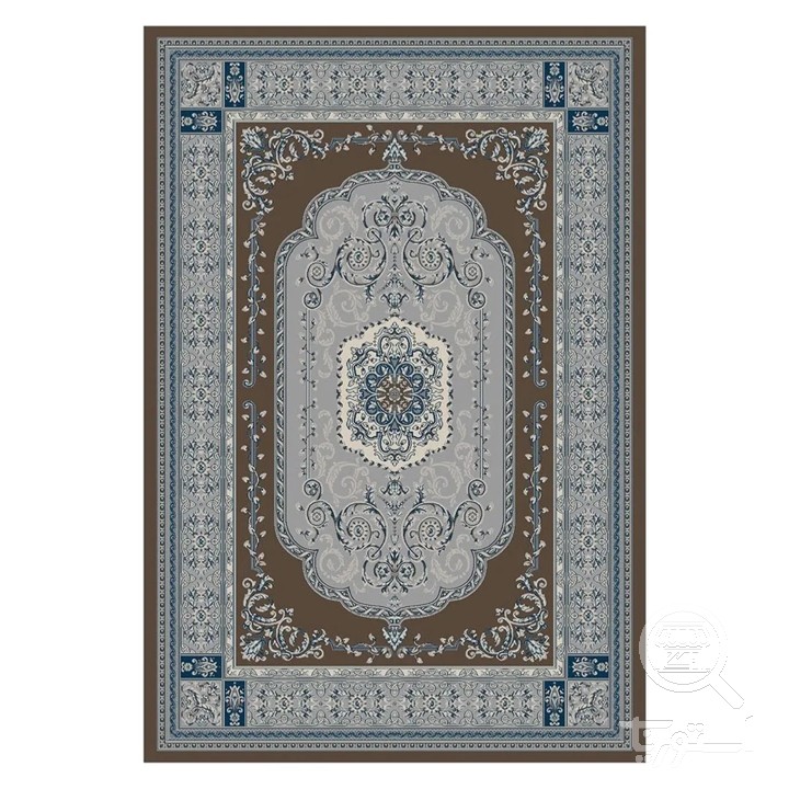 فرشینه مخمل ترک طرح قاب بیضی قهوه ای کد U9-522