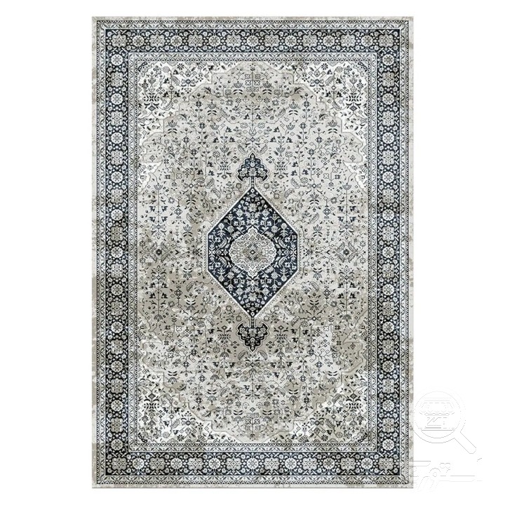 فرشینه مخمل ترک طرح ترنج سرمه ای شکری کد U9-512