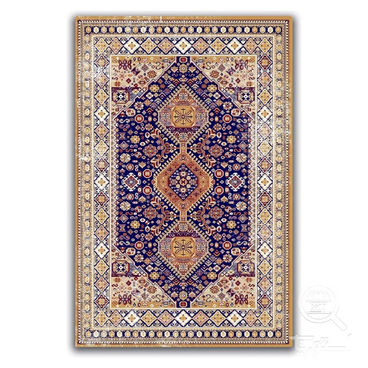 فرشینه مخمل ترک طرح عشایری سرمه ای کد A4-150