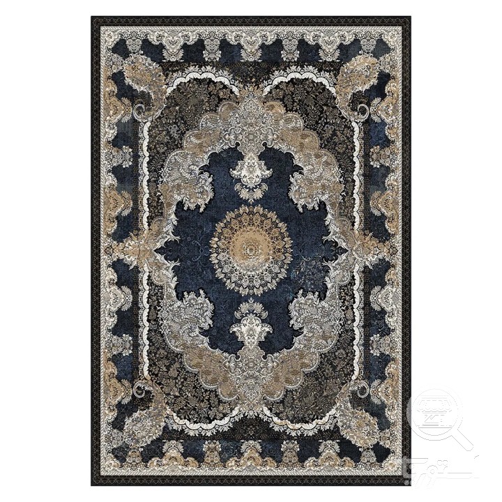 فرشینه مخمل ترک طرح ترنج نیلی کد L6-529