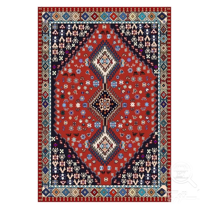 فرشینه مخمل ترک طرح عشایری سرخ کد U9-572