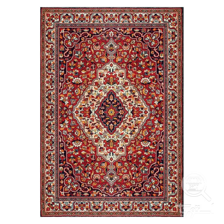 فرشینه مخمل ترک طرح لچک ترنج آجری کد U5-122