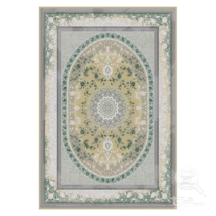 فرشینه مخمل ترک طرح ترنج زمردی کد L6-518