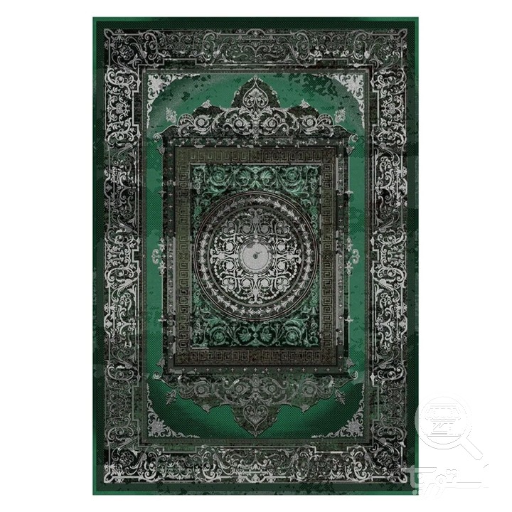فرشینه مخمل ترک طرح ترنج زمردی کد L8-577